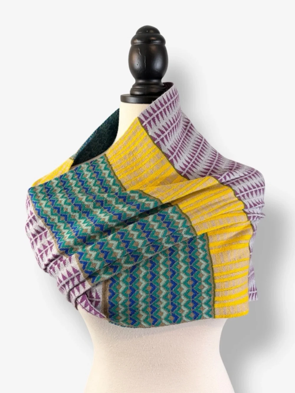 Echo Infinity Circle Scarf 12”x33” Purple Yellow Teal Multicolor Spring Boho